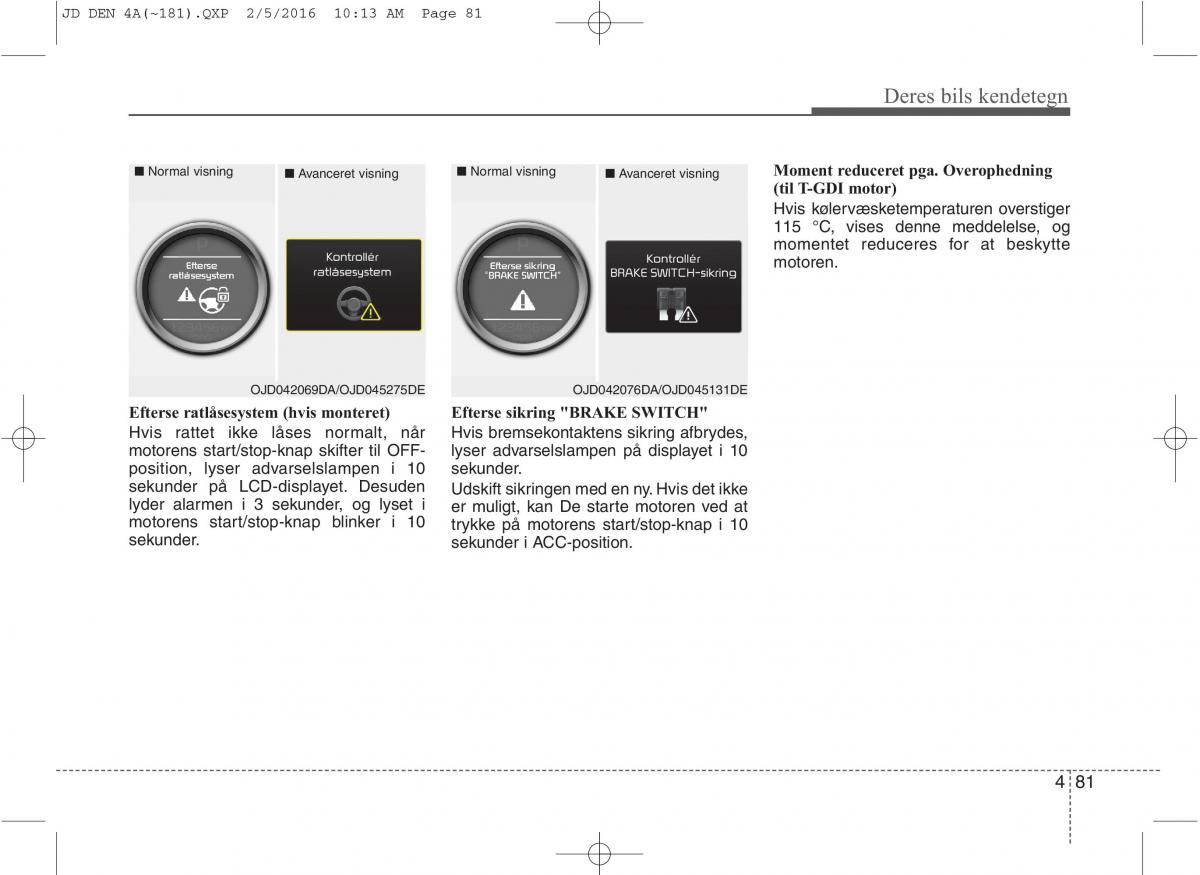 KIA Ceed II 2 Bilens instruktionsbog / page 165