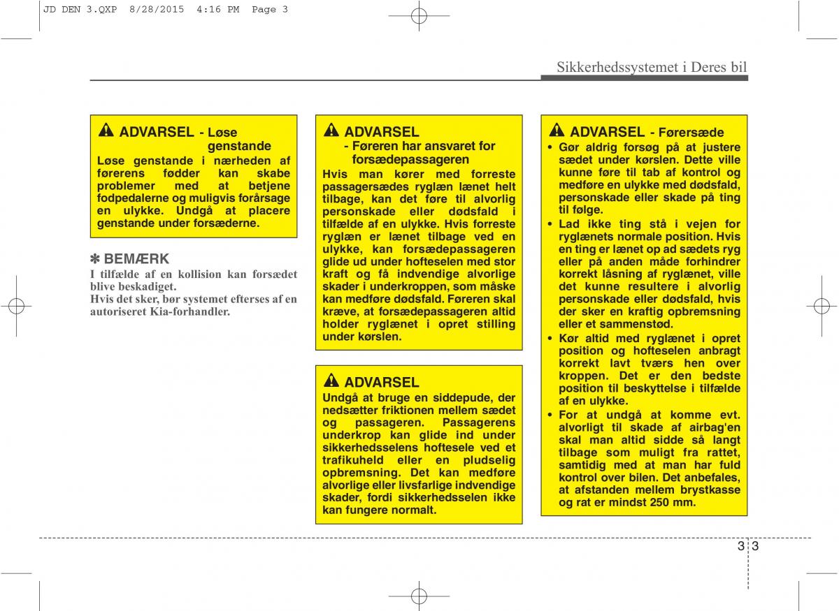 KIA Ceed II 2 Bilens instruktionsbog / page 20