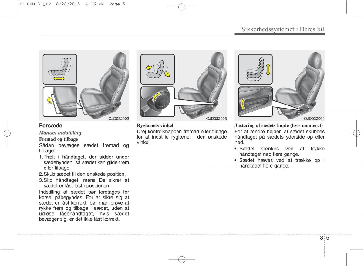 KIA Ceed II 2 Bilens instruktionsbog / page 22