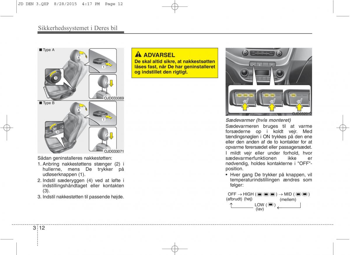 KIA Ceed II 2 Bilens instruktionsbog / page 29