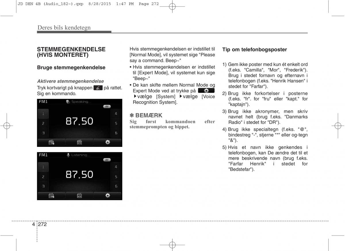 KIA Ceed II 2 Bilens instruktionsbog / page 356