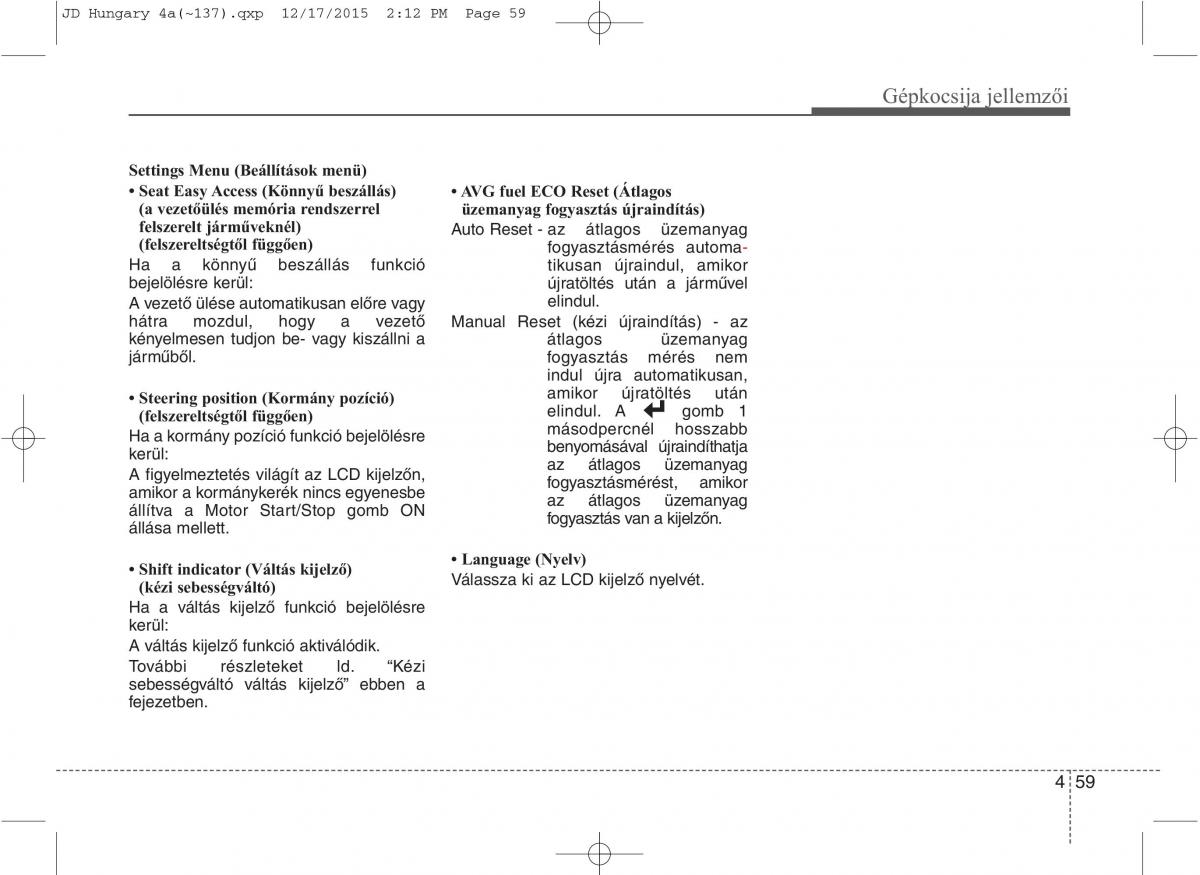 KIA Ceed II 2 Kezelesi utmutato / page 146