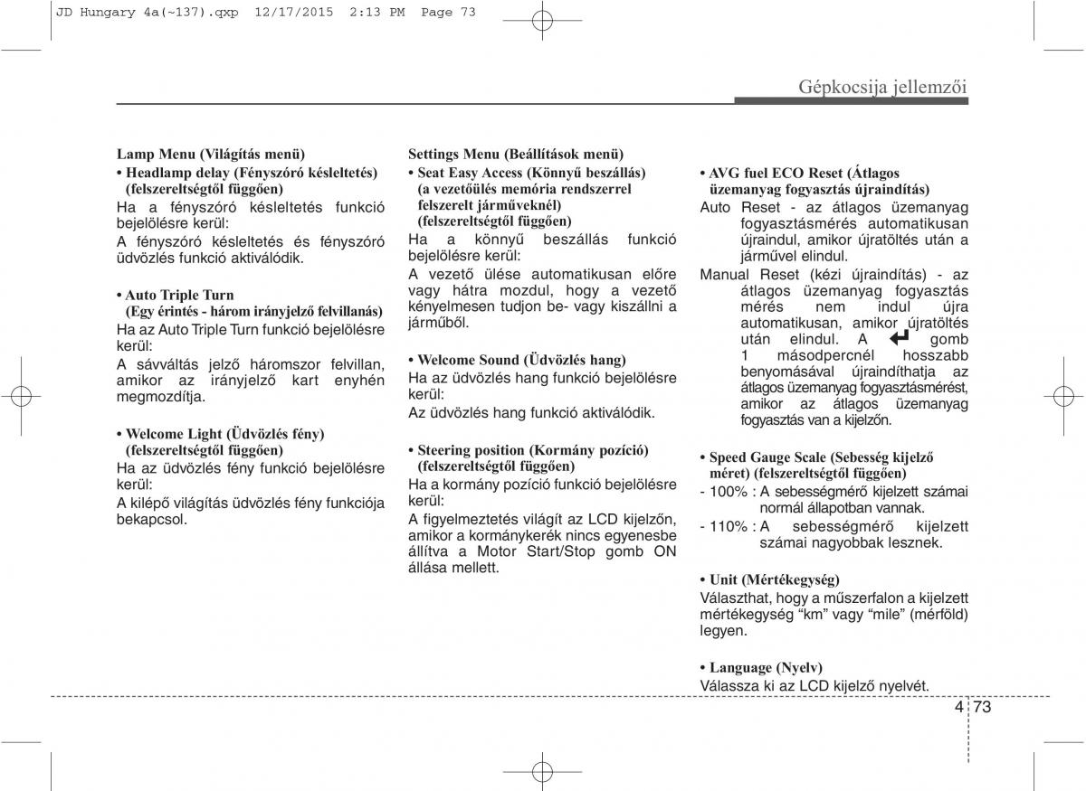 KIA Ceed II 2 Kezelesi utmutato / page 160