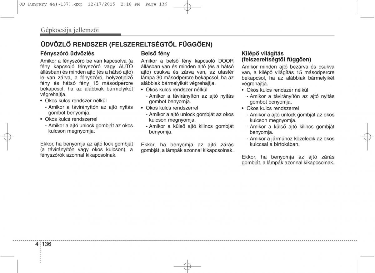 KIA Ceed II 2 Kezelesi utmutato / page 223