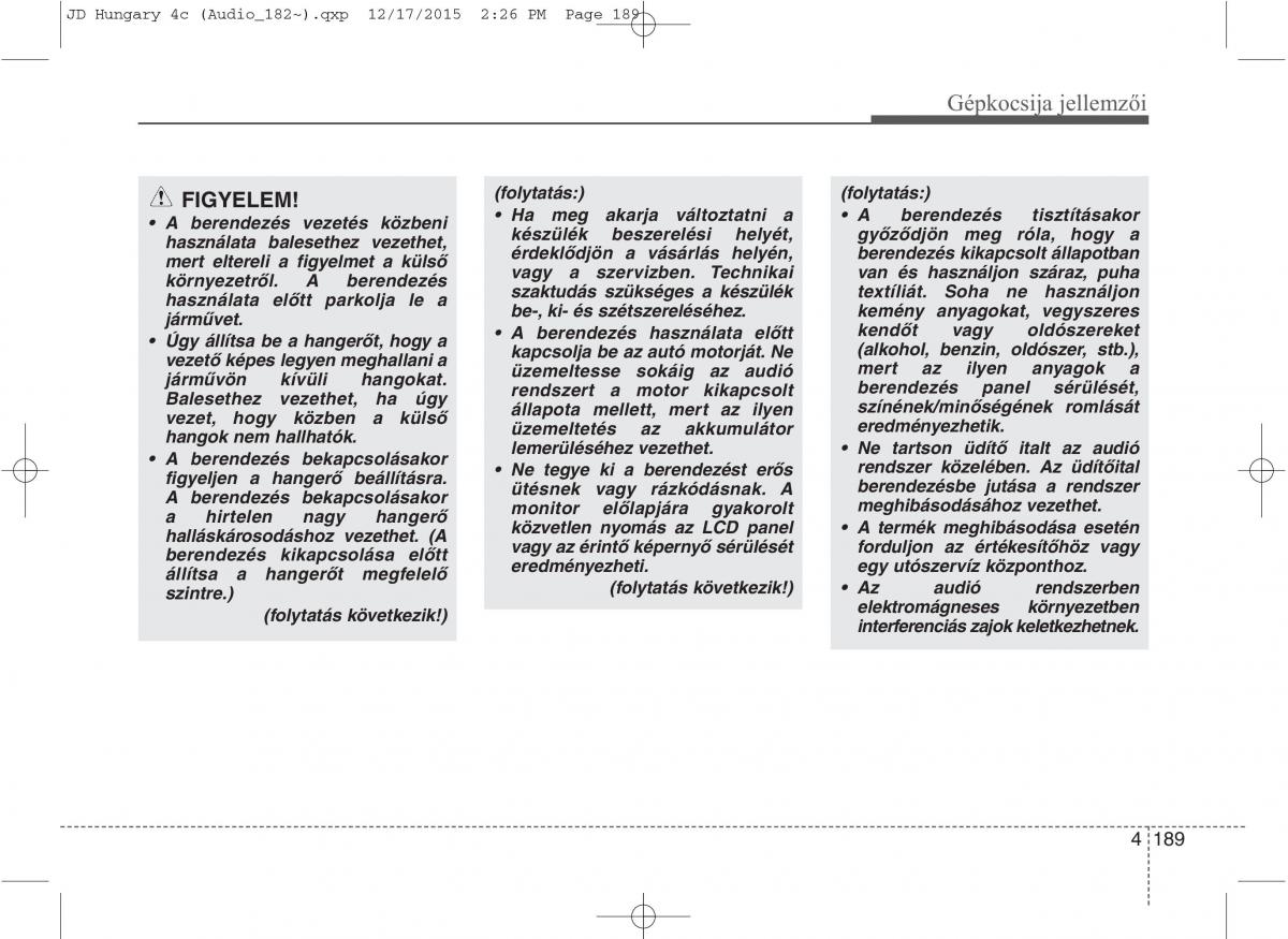 KIA Ceed II 2 Kezelesi utmutato / page 276