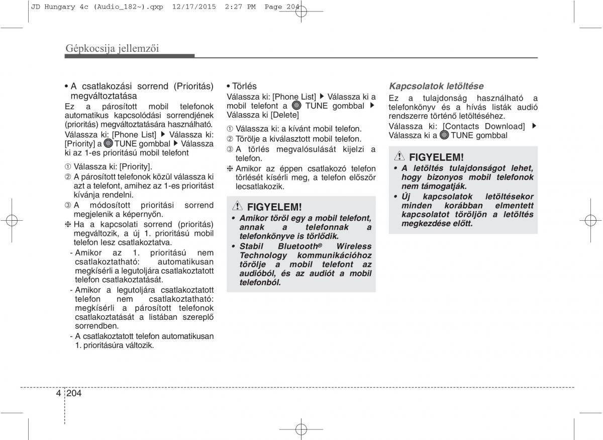 KIA Ceed II 2 Kezelesi utmutato / page 291