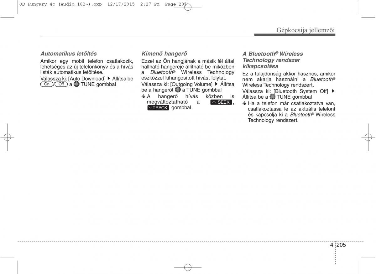 KIA Ceed II 2 Kezelesi utmutato / page 292