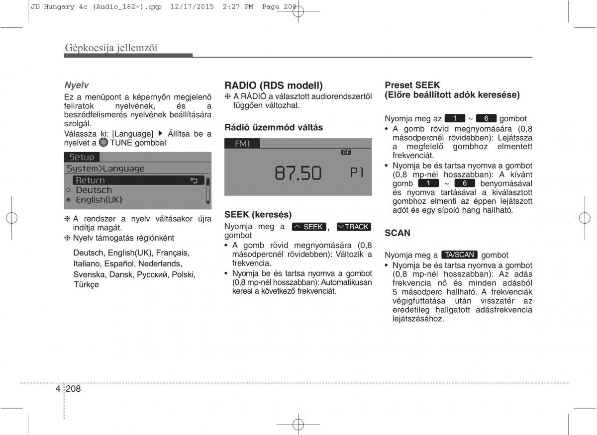 KIA Ceed II 2 Kezelesi utmutato / page 295