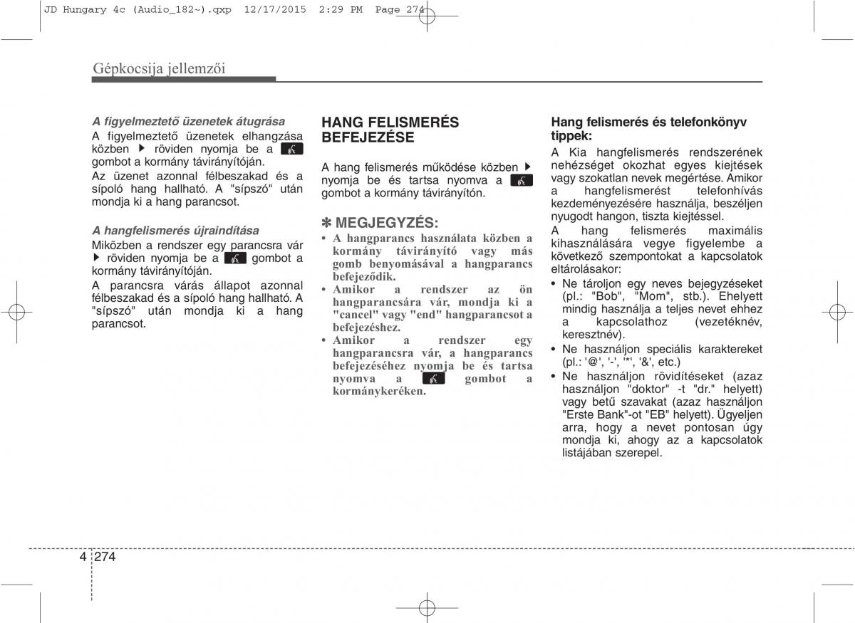 KIA Ceed II 2 Kezelesi utmutato / page 361