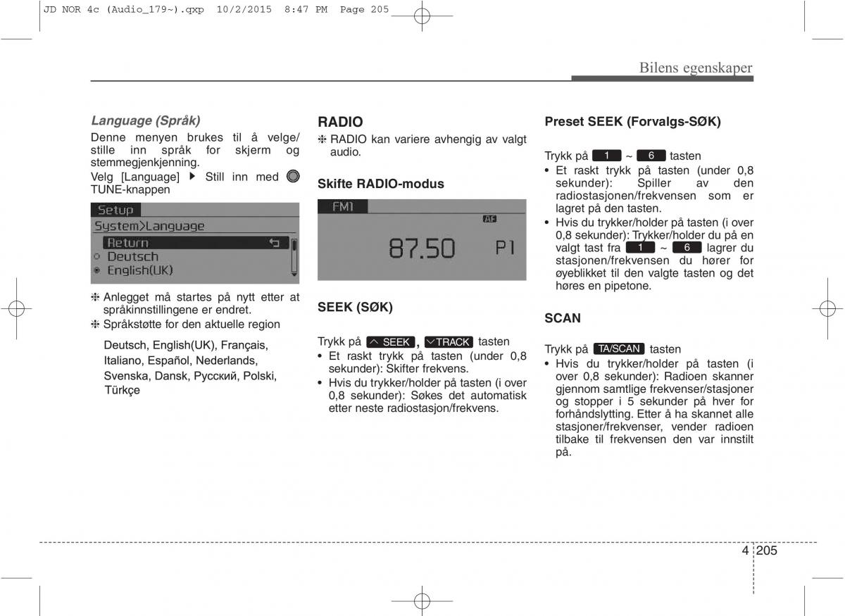 KIA Ceed II 2 bruksanvisningen / page 289