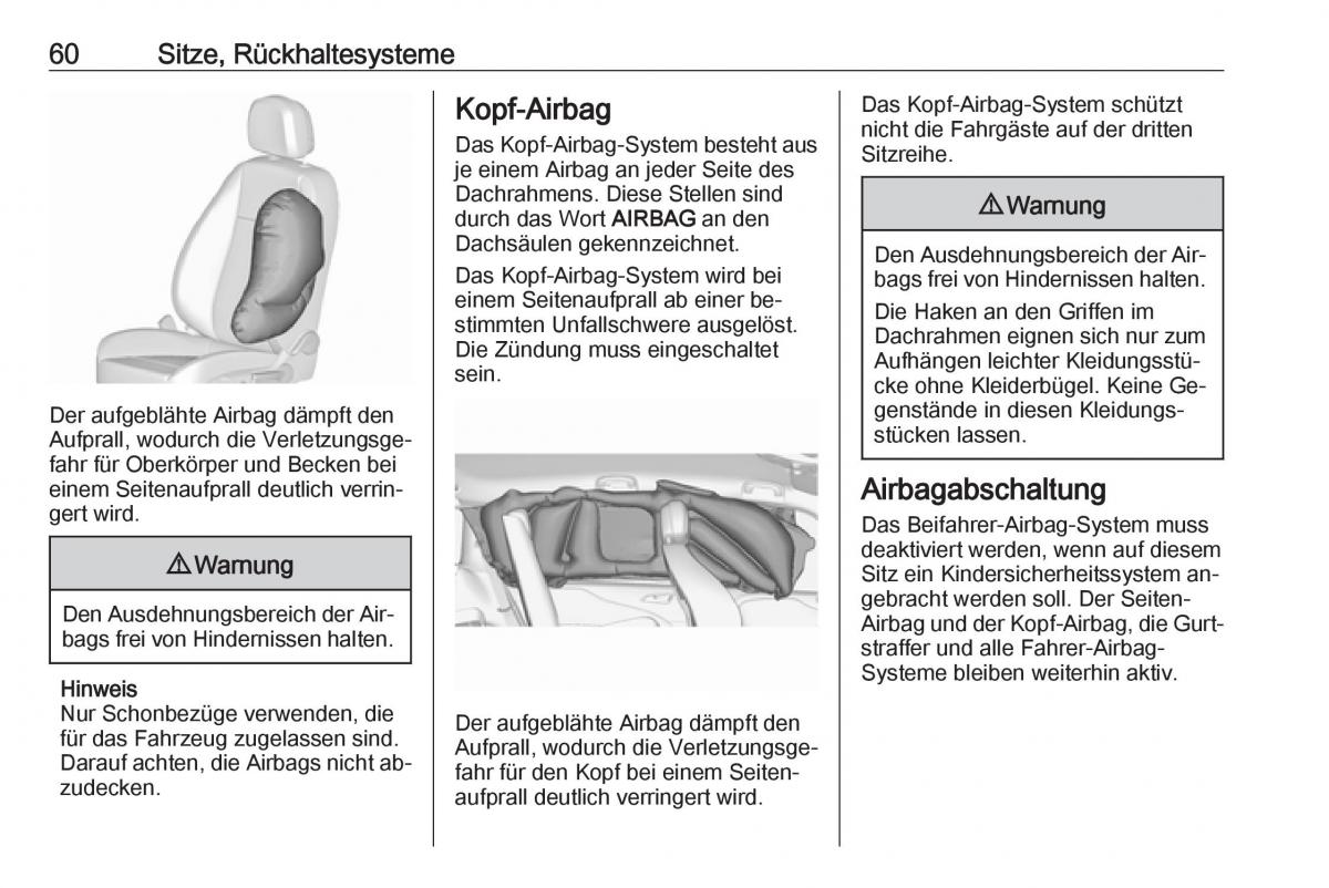 Opel Zafira C Tourer Handbuch / page 62