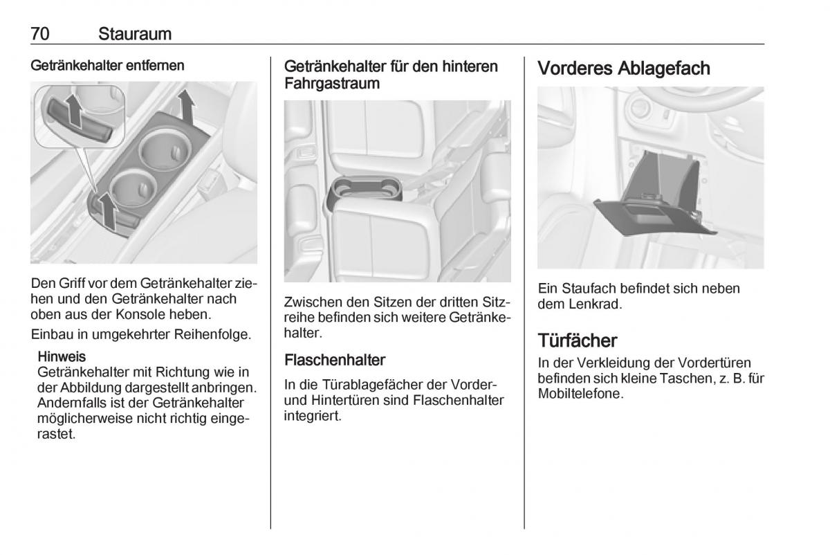 Opel Zafira C Tourer Handbuch / page 72