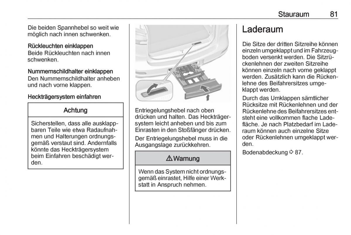 Opel Zafira C Tourer Handbuch / page 83