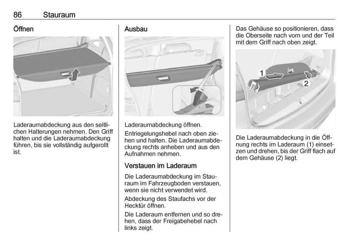 Opel Zafira C Tourer Handbuch / page 88