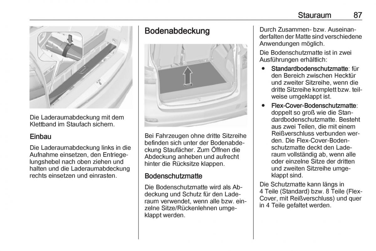 Opel Zafira C Tourer Handbuch / page 89