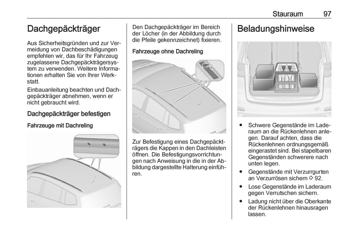 Opel Zafira C Tourer Handbuch / page 99