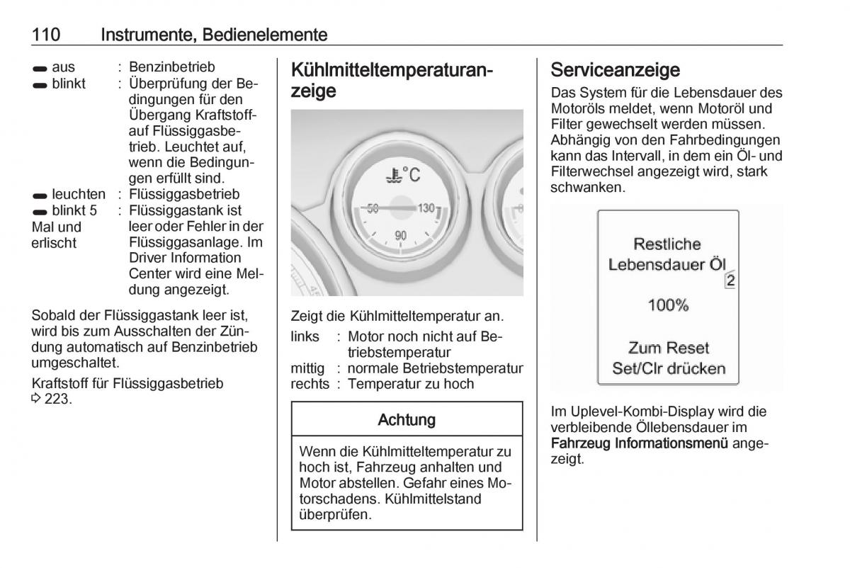 Opel Zafira C Tourer Handbuch / page 112