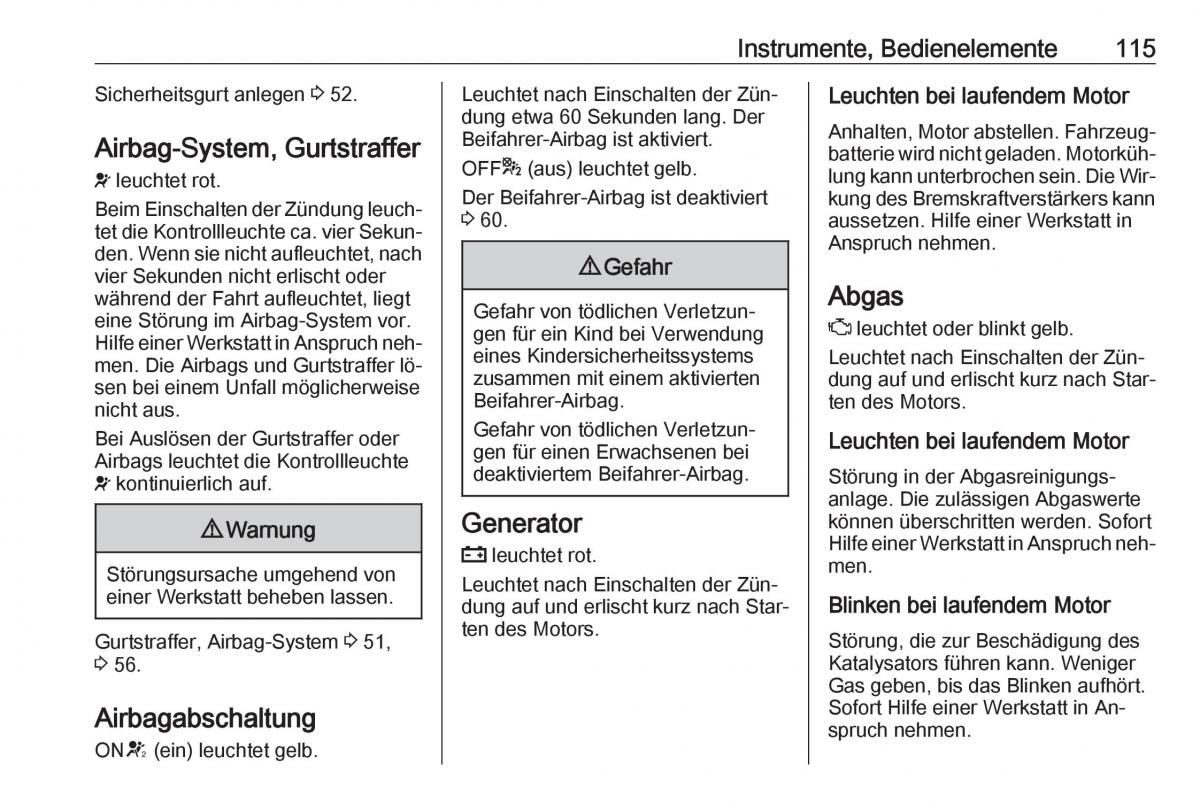 Opel Zafira C Tourer Handbuch / page 117