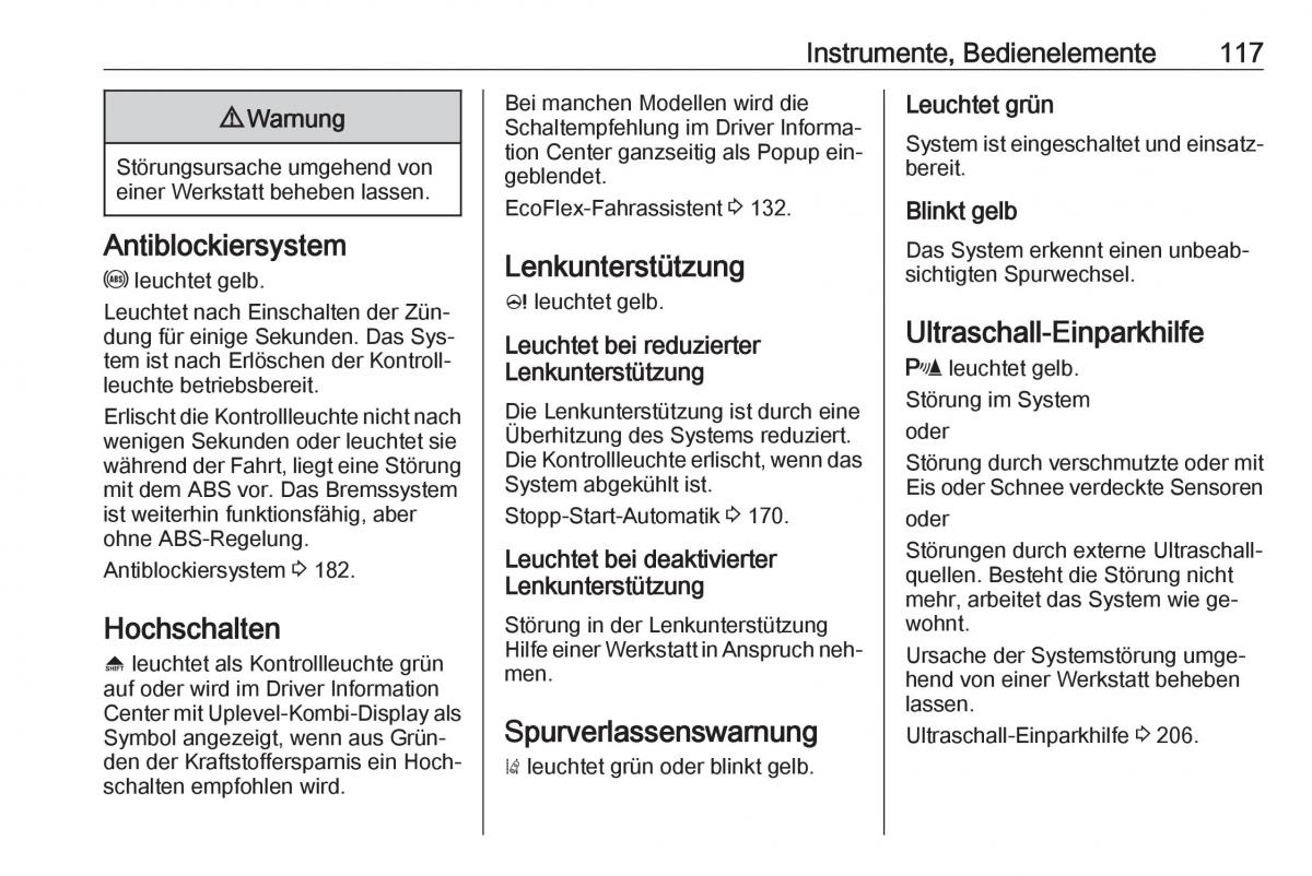 Opel Zafira C Tourer Handbuch / page 119