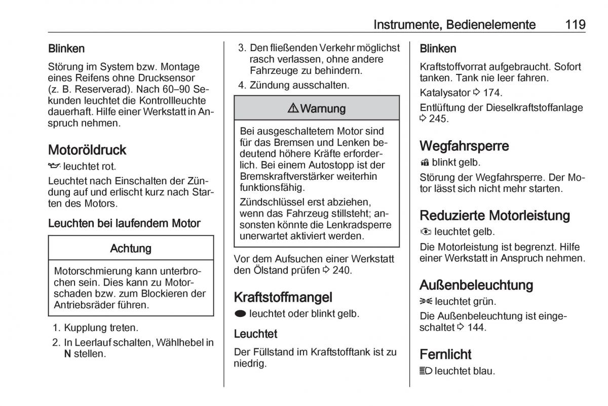 Opel Zafira C Tourer Handbuch / page 121