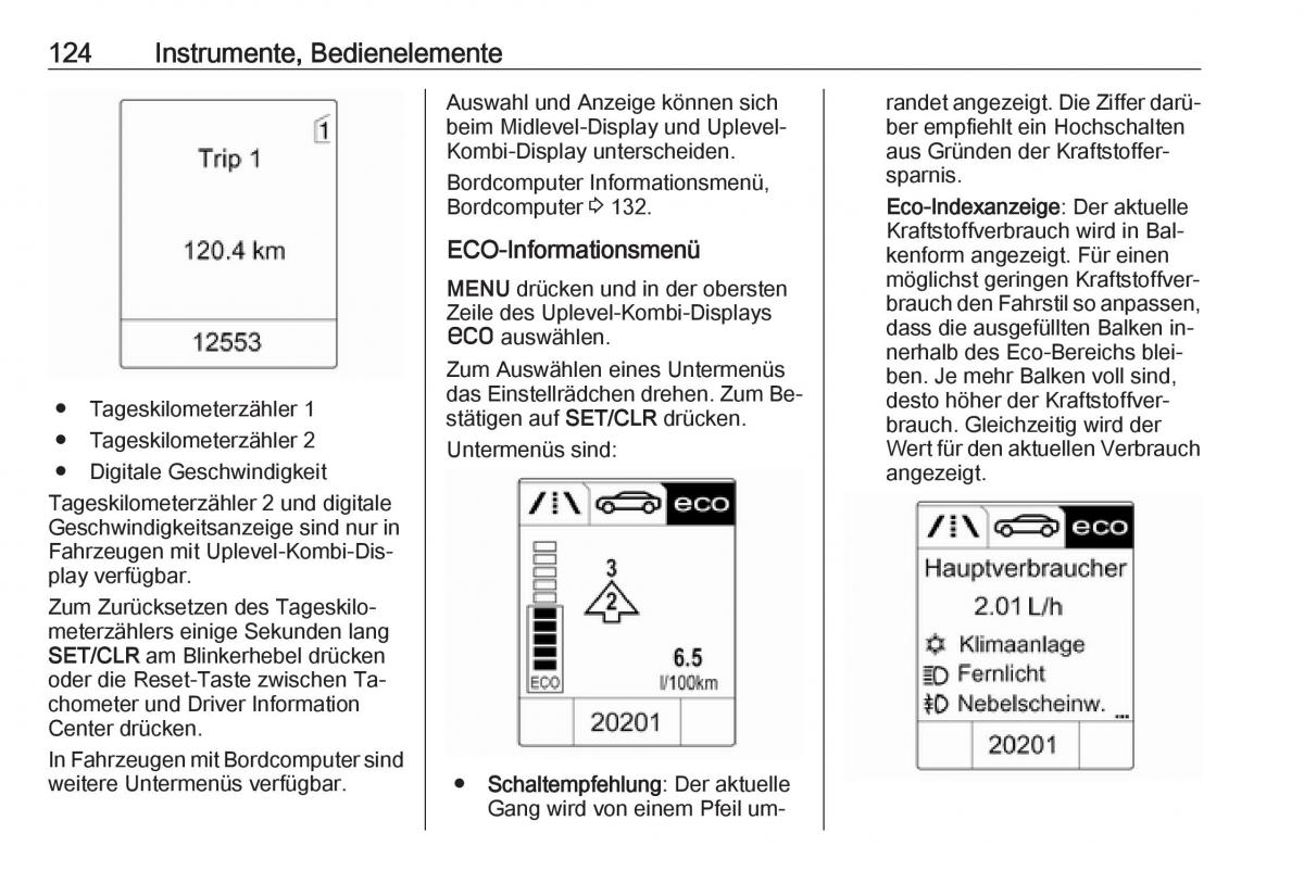 Opel Zafira C Tourer Handbuch / page 126