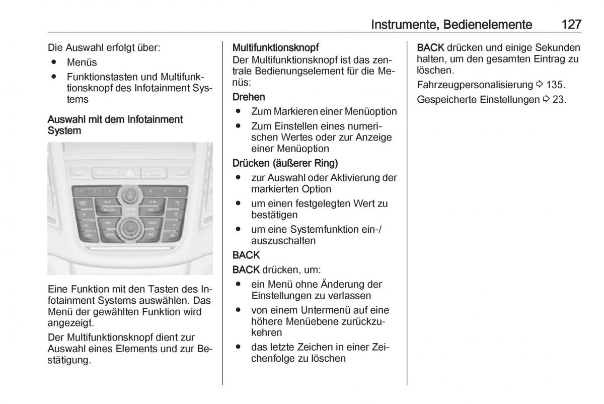 Opel Zafira C Tourer Handbuch / page 129