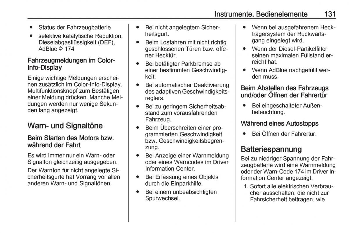 Opel Zafira C Tourer Handbuch / page 133