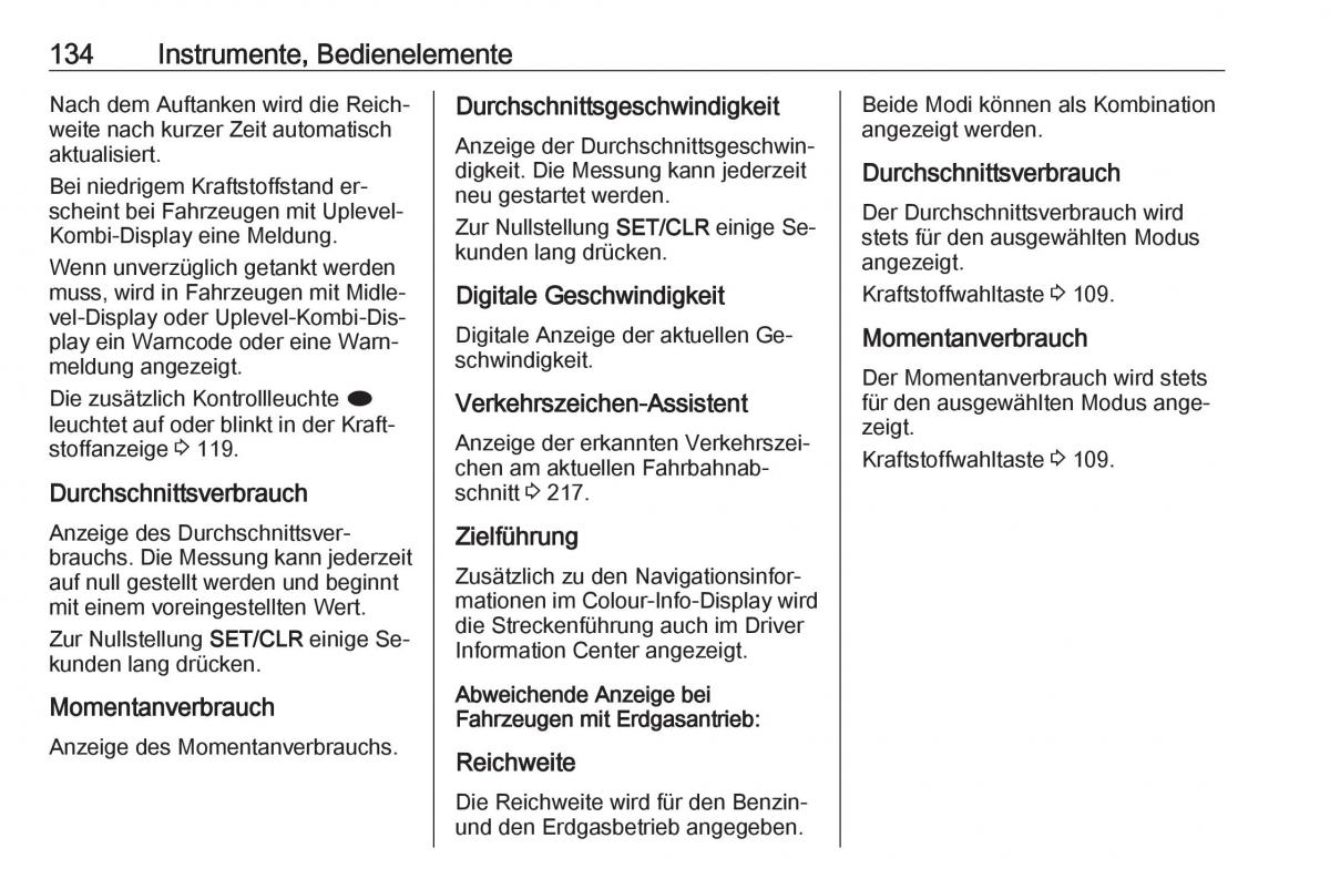 Opel Zafira C Tourer Handbuch / page 136