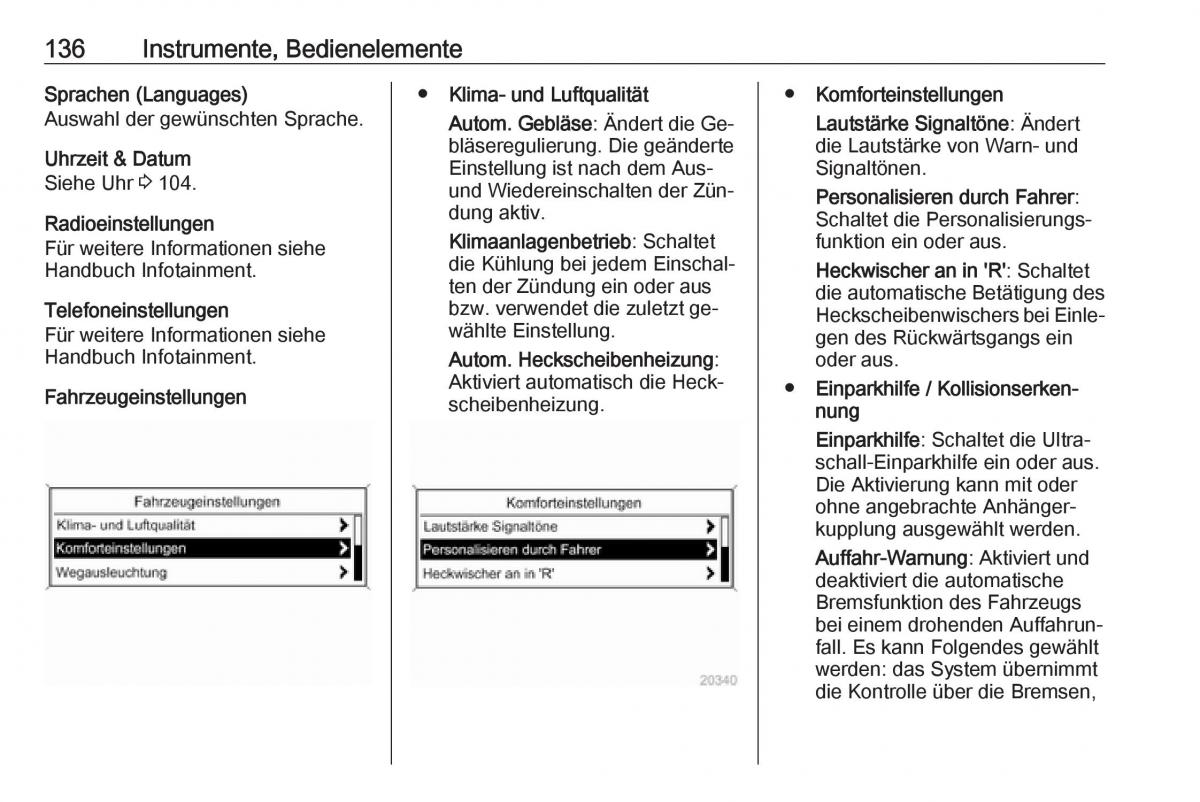 Opel Zafira C Tourer Handbuch / page 138