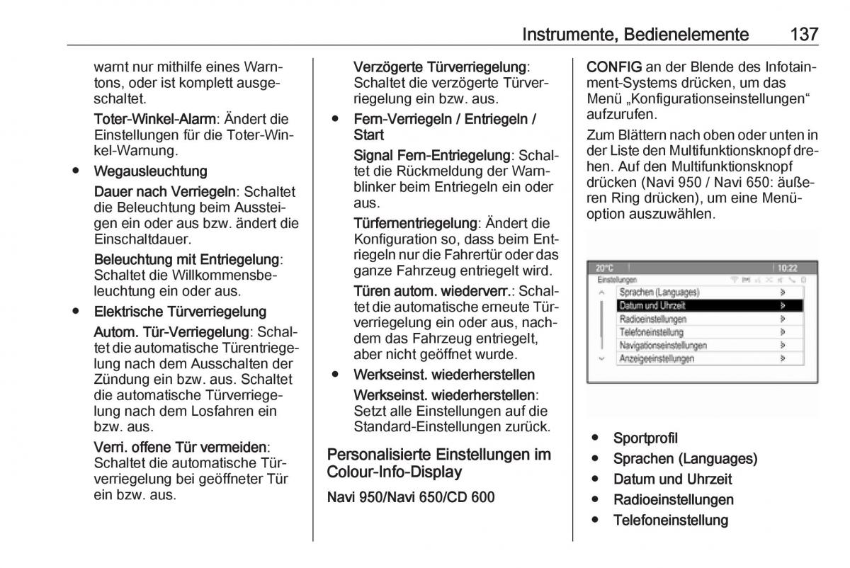 Opel Zafira C Tourer Handbuch / page 139