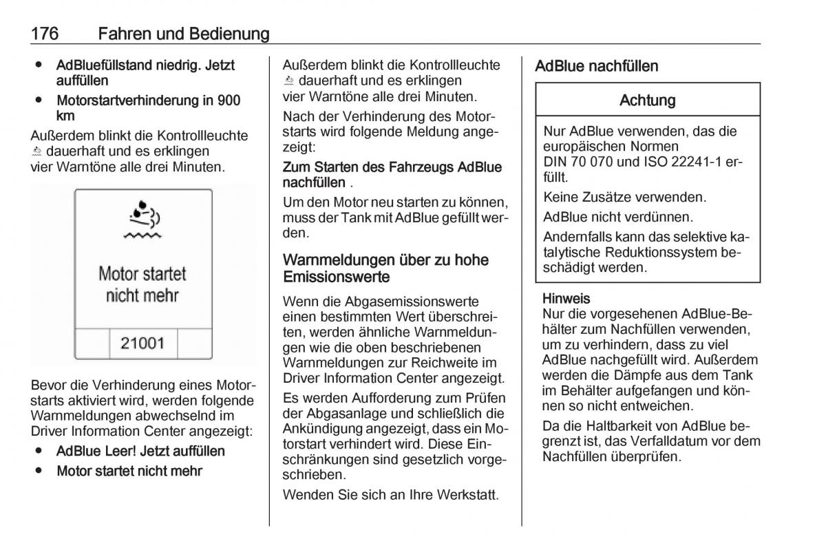 Opel Zafira C Tourer Handbuch / page 178