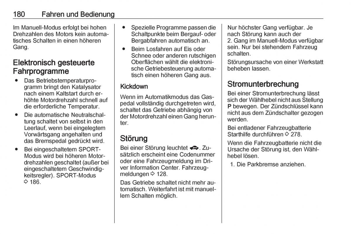 Opel Zafira C Tourer Handbuch / page 182