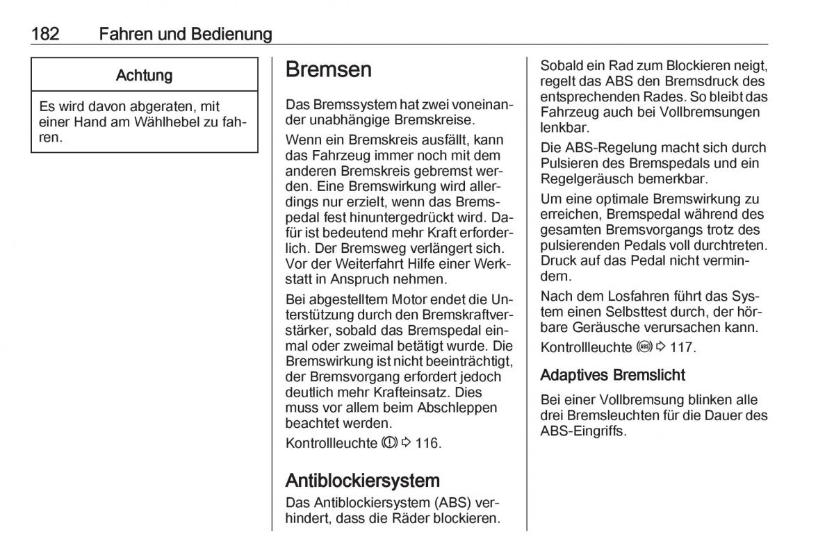 Opel Zafira C Tourer Handbuch / page 184