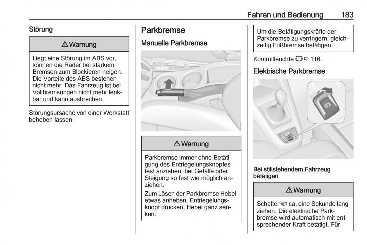 Opel Zafira C Tourer Handbuch / page 185