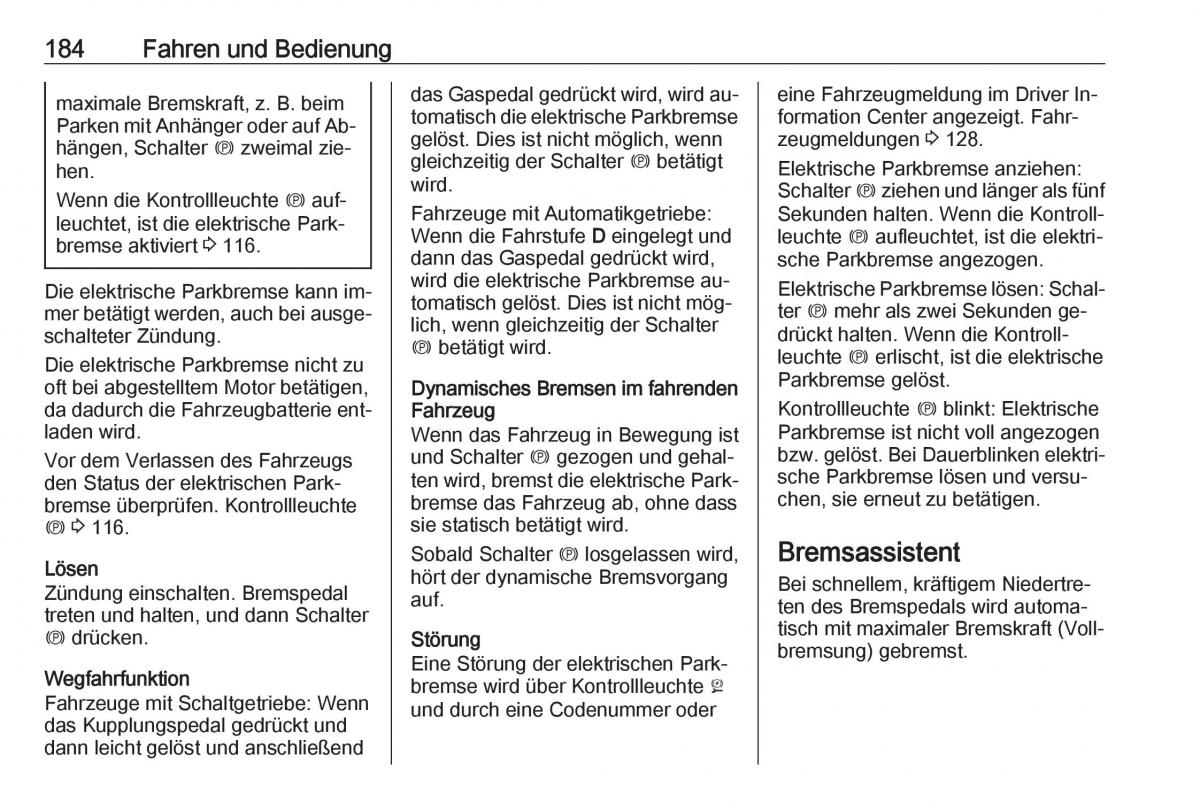 Opel Zafira C Tourer Handbuch / page 186