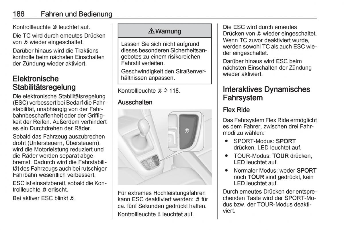 Opel Zafira C Tourer Handbuch / page 188