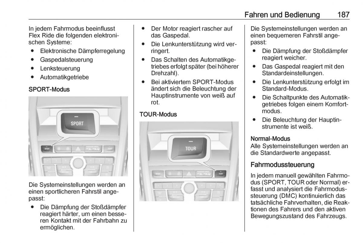 Opel Zafira C Tourer Handbuch / page 189