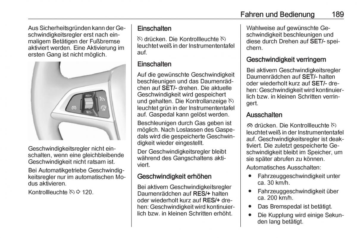 Opel Zafira C Tourer Handbuch / page 191