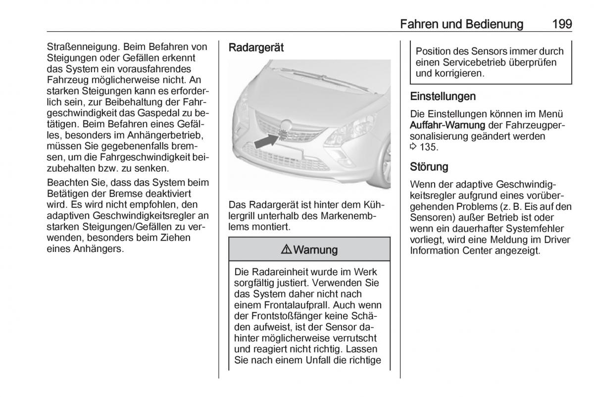 Opel Zafira C Tourer Handbuch / page 201