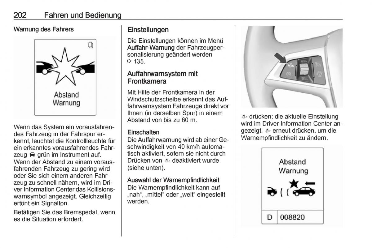 Opel Zafira C Tourer Handbuch / page 204