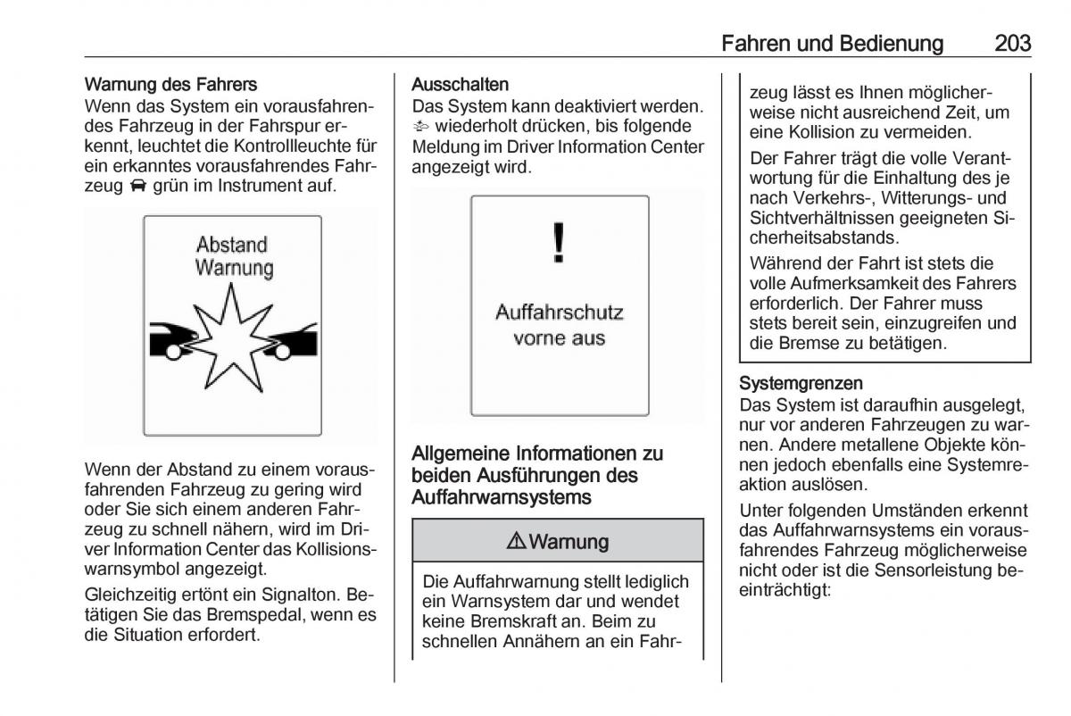 Opel Zafira C Tourer Handbuch / page 205