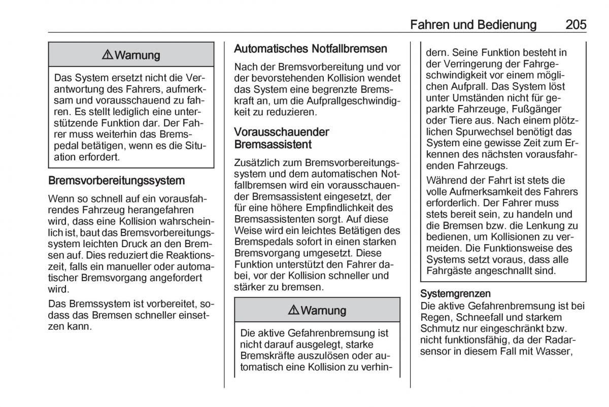 Opel Zafira C Tourer Handbuch / page 207