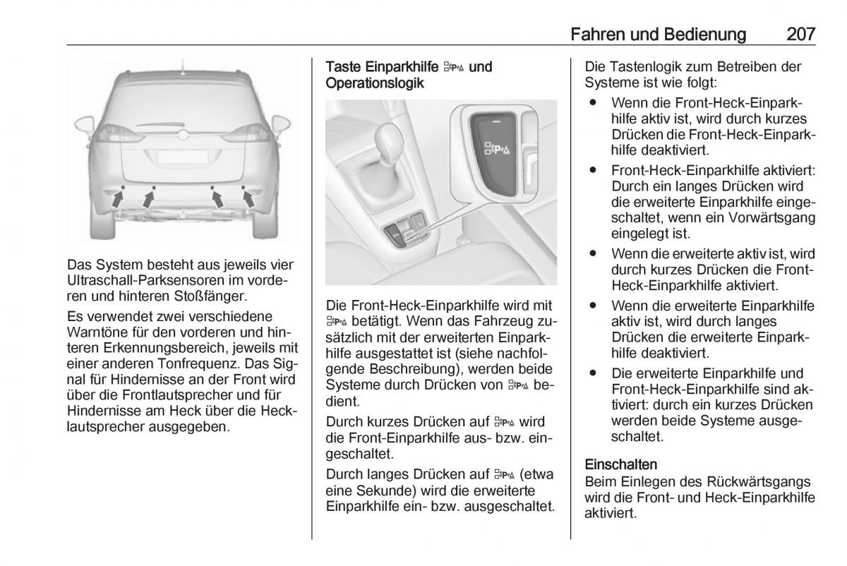 Opel Zafira C Tourer Handbuch / page 209