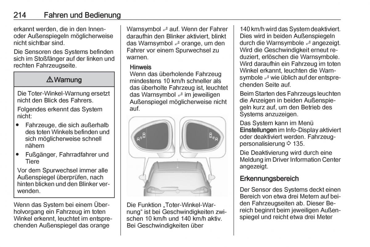 Opel Zafira C Tourer Handbuch / page 216