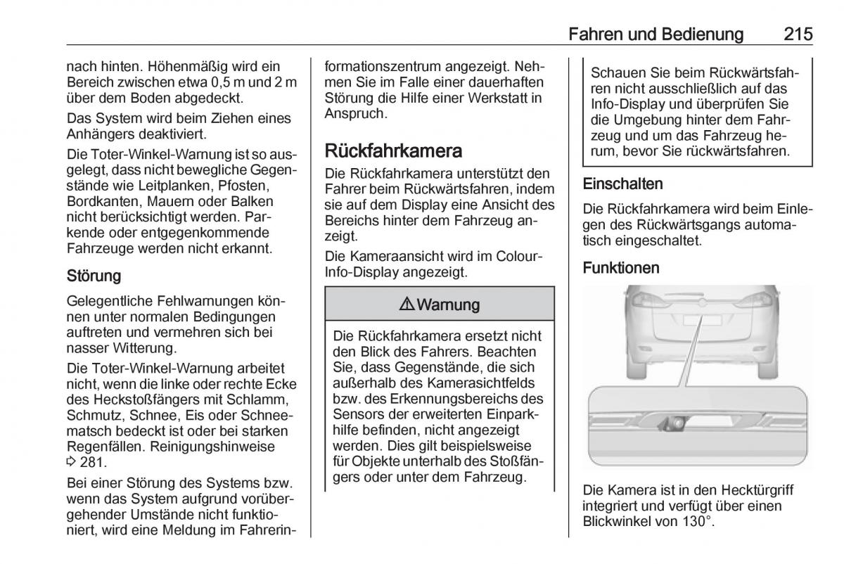 Opel Zafira C Tourer Handbuch / page 217