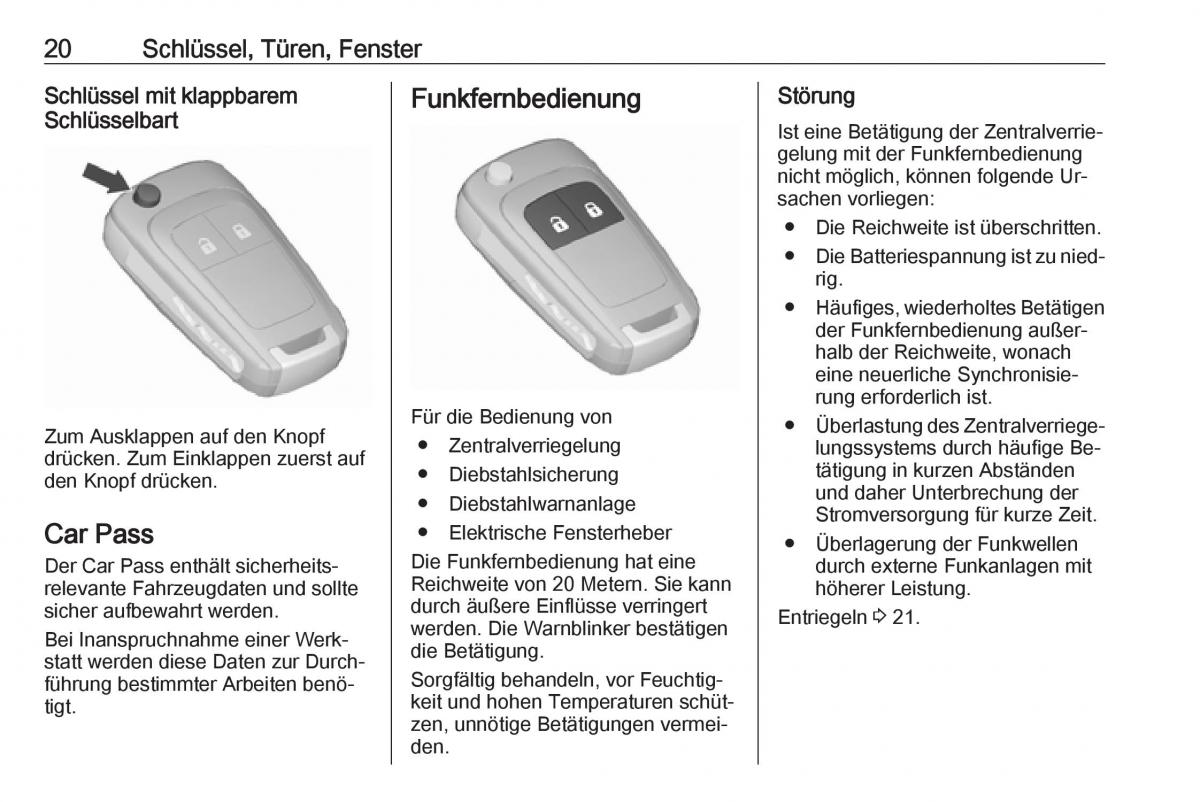 Opel Zafira C Tourer Handbuch / page 22