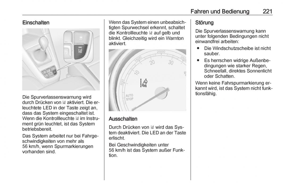 Opel Zafira C Tourer Handbuch / page 223