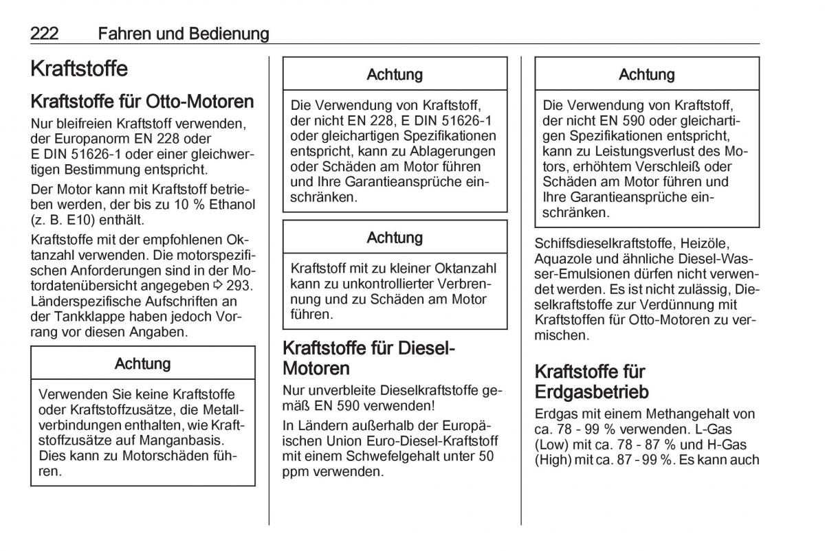 Opel Zafira C Tourer Handbuch / page 224