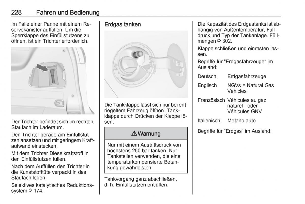 Opel Zafira C Tourer Handbuch / page 230