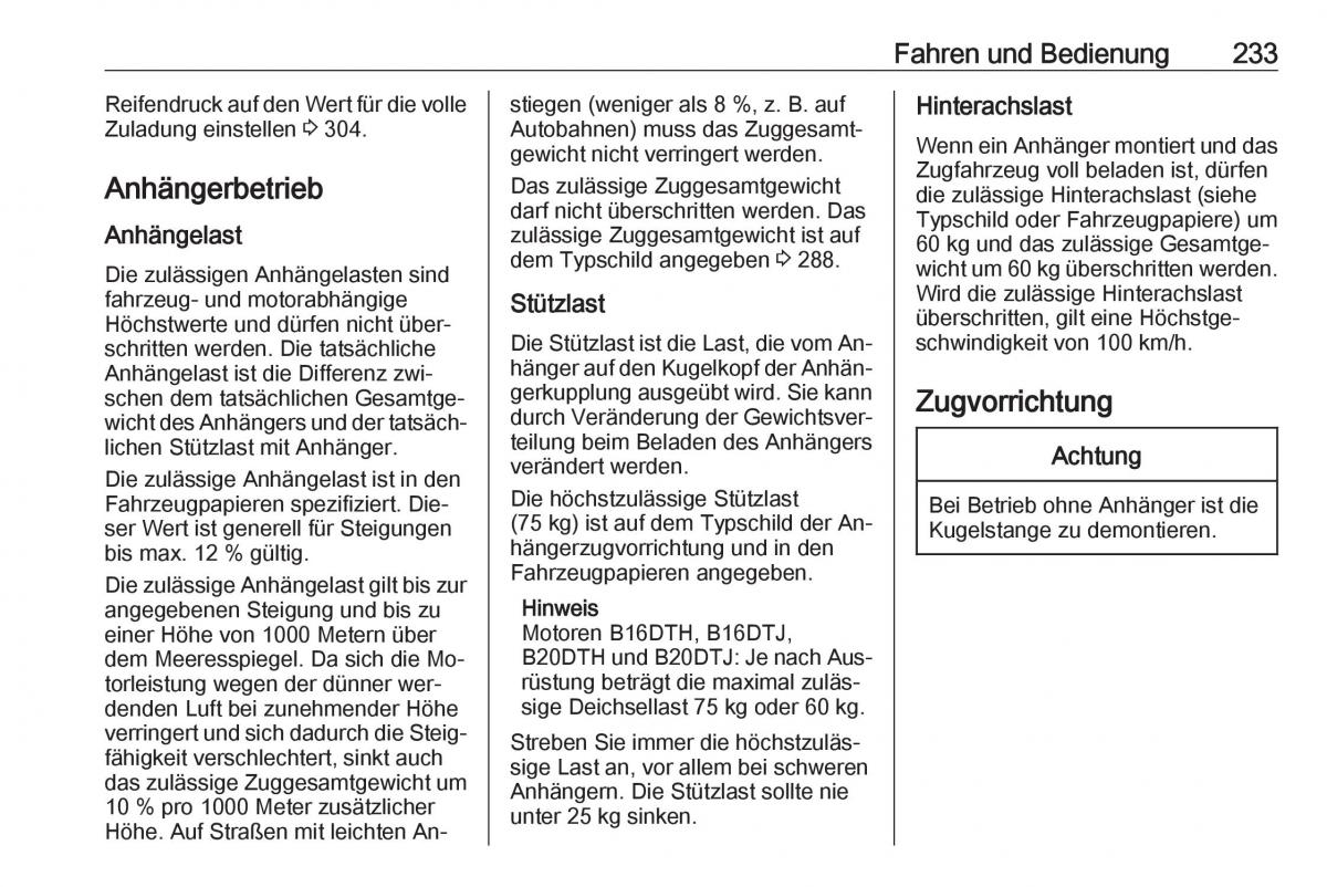 Opel Zafira C Tourer Handbuch / page 235